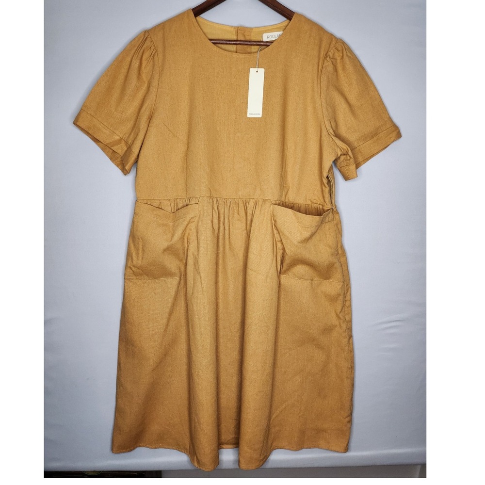 NWT Roolee Destiny Pocket Dress XXXL Goldenrod Mini Linen Blend